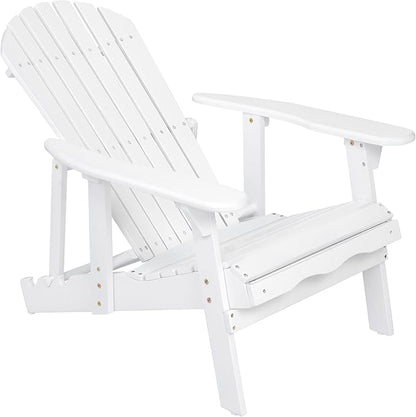 Malibu Adirondack Chair,Patio Seating,Acacia Wood,White-91