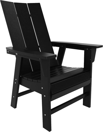 WestinTrends Ashore Outdoor Patio HDPE Plastic Modern Adirondack Dining Chair Black