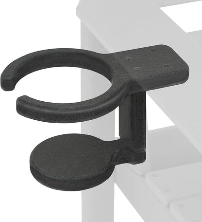 Universal Poly Cup Holder for Adirondack Chairs – Weatherproof, Durable Drink Holder for Resin or Plastic Outdoor Furniture – Easy to Install, Sturdy, Grey
