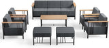 Patio Furniture Set of 8,with 10-inch Thick Cushion Outdoor Furniture Set of 8,Patio Chair Set with Sofa,Wood Grain - Photo 9