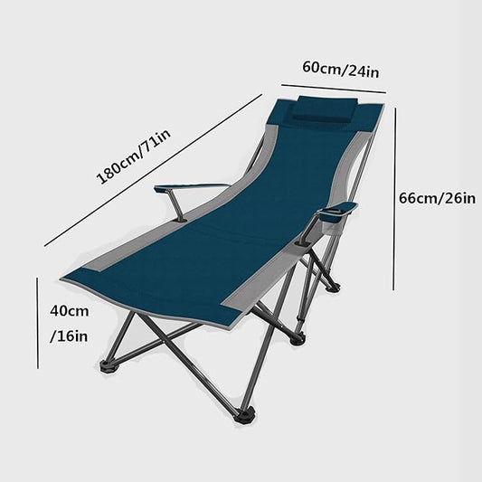 ZIRIA Outdoor Foldable Simple Camping Lounge Chair, Multifunctional Office Single Lunch Break Lounge Chair, Portable Garden Leisure Lounge Chair, Reinforced Bracket, Turning Over Without Noise