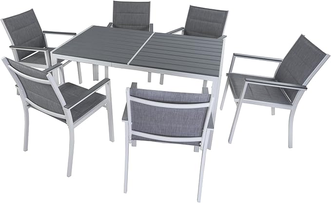 Kozyard Villa Outdoor Patio Dining Chairs Set of 2, Aluminum Frame with Padded Textilene Fabric - Photo 6