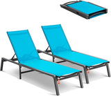 VEVOR 2 Pcs Chaise Lounge Chairs Outdoor, Aluminum Patio Lounge Chair with Adjustable 5-Position - Photo 1