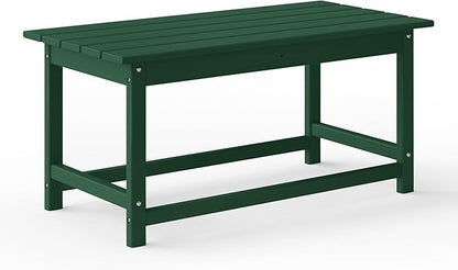 WestinTrends Malibu Outdoor Coffee Table, 35" x 17.5" All Weather Poly Lumber Patio Adirondack Coffee Table for Garden Lawn Porch Balcony, Dark Green