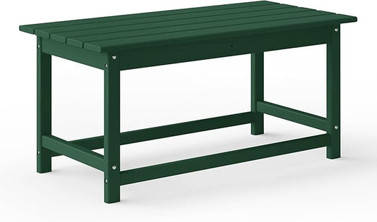 WestinTrends Malibu Outdoor Coffee Table, 35" x 17.5" All Weather Poly Lumber Patio Adirondack Coffee Table for Garden Lawn Porch Balcony, Dark Green