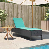 78"x22" Black Wicker Chaise Lounge, 5-Pos Adjustable, Steel Frame, UV Cushion, Patio Recliner for Garden Pool Balcony - Photo 3
