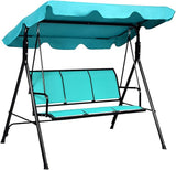 TANGKULA 3 Person Patio Swing, Steel Frame with Polyester Angle Adjustable Canopy, All Weather Resistant Swing Bench - Photo 1