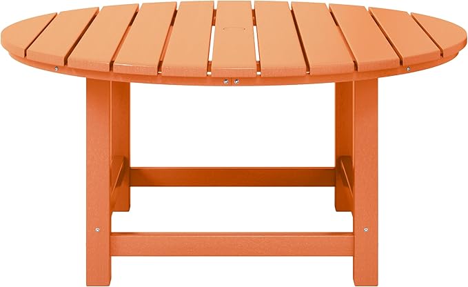 WestinTrends Dylan 5-Piece Outdoor Patio HDPE Adirondack Chair with Round Coffee Table Conversation Set, Orange