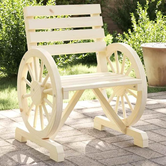 Garden Chair Set of 2 Natural Wood Finish Solid Fir Wood Standard for Outdoor Patio Dining and Lounging, Classic Wooden Style for Balcony and Garden Decor