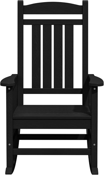 KINGYES Outdoor Rocking Chair Set of 2, HDPE Patio Rocking Chairs with 330lbs Support for Adults, Black