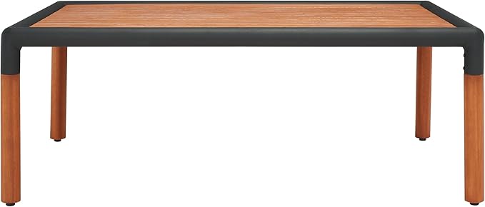 SAFAVIEH Outdoor Couture Collection Tommy Tropical Black Metal/Natural Solid Wood Rectangular Patio Coffee Table (CPT1029A)