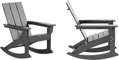 WO WESTIN OUTDOOR HDPE Shoreside Modern Rocking Poly Adirondack Chair (Set of 2),Gray
