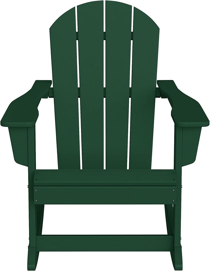 WestinTrends Malibu Outdoor/Patio Poly Adirondack Rocking Chair, Dark Green