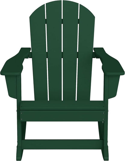 WestinTrends Malibu Outdoor/Patio Poly Adirondack Rocking Chair, Dark Green