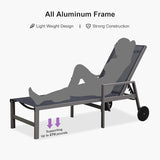 PURPLE LEAF Patio Chaise Lounge Set for 4 Outdoor Pool Lounge Chairs with Armrest and Adjustable Backrest Aluminum - Photo 8