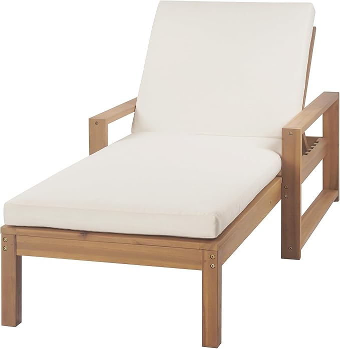 Merax 73x30in Acacia Wood Chaise Lounge Chair Recliner, Adjustable 5 Position Chaise Lounge Outdoor Furniture for Patio - Photo 8