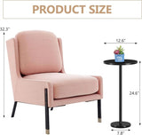 Black Drink Table Small Round Pedestal Side Table with Marble Base Modern Cocktail Table for Patio Sofa Couch Chair - Photo 3