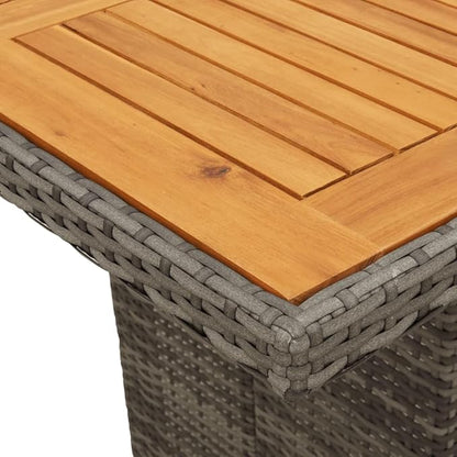 vidaXL Patio Table - Acacia Wood top/Outdoor Furniture - Gray Poly Rattan - Weather 74.8"x31.5"x29.5"