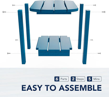 nalone Adirondack Side Table 16.5" Outdoor Side Table HDPE Plastic Double Adirondack End Table Small Table for Patio(Navy Blue)