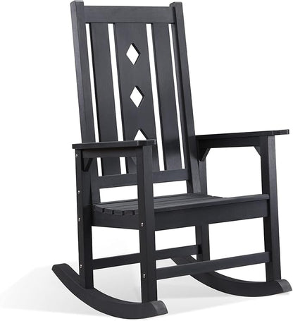 Oversized Rocking Chair, Outdoor Rocking Chair for Adults, All Weather Resistant Porch Rocker for Lawn Garden, 350lbs Weight Capacity