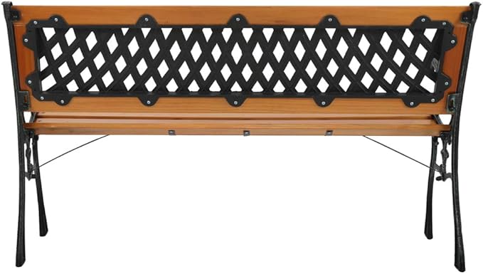 Patio Bench,Outdoor Garden Bench Park Bench, Patio Bench Chair with Cast Iron & Hardwood Structure, Weather Proof Porch Outdoor Furniture Loveseat, Perfect for Backyard, Deck, Lawn, Poolside (C)