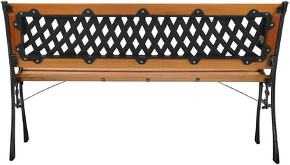 Patio Bench,Outdoor Garden Bench Park Bench, Patio Bench Chair with Cast Iron & Hardwood Structure, Weather Proof Porch Outdoor Furniture Loveseat, Perfect for Backyard, Deck, Lawn, Poolside (C)
