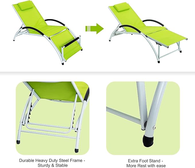 Sundale Outdoor Adjustable Patio Chaise Lounge Set of 2, 6 Position Lounge Chair - Photo 4