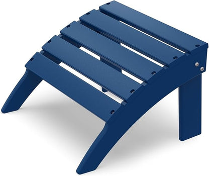 IVY&LANE Outdoor Adirondack Ottoman | Folding | HDPE | Blue | All Weather | Waterproof Patio Footrest for Adirondack Chair | Poly Lumber Foot Rest for Deck Backyard