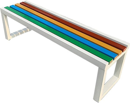 Wooden Patio Garden Bench Metal, Outdoor Park Benches for Outside, Waterproof Metal Garden Bench for Porch, Yard, Lawn, Balcony(White,150cm/59in)