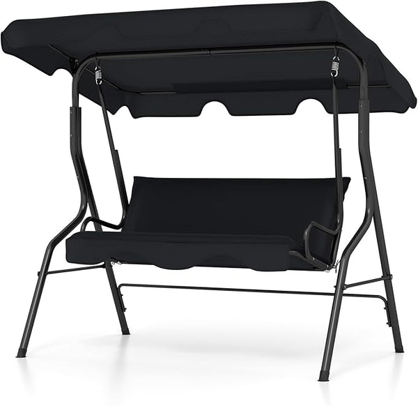 Tangkula 3 Person Porch Swing, Patio Swing with Removable Cushion & Powder-Coated Steel Frame - Photo 1