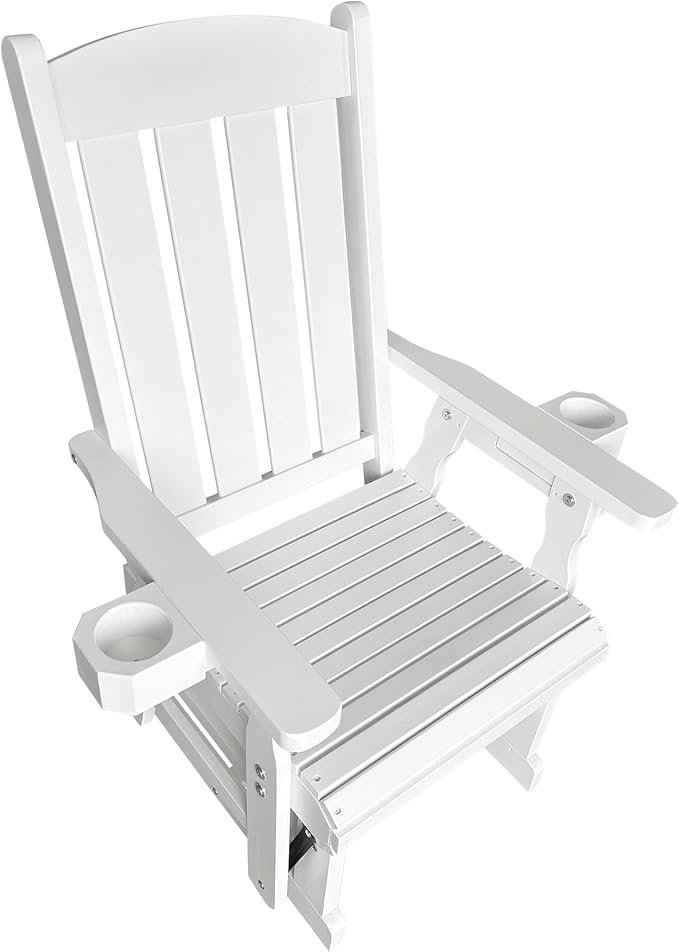 Fortune Candy Wooden Patio Glider for One Person, with High Back and Deep Contoured Seat, Solid Fir Wood - Photo 8