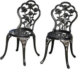 KAILI Rose Garden Cast Aluminum Bistro Chairs, Decorative Outdoor Patio Seating, Set of 2 - Photo 1