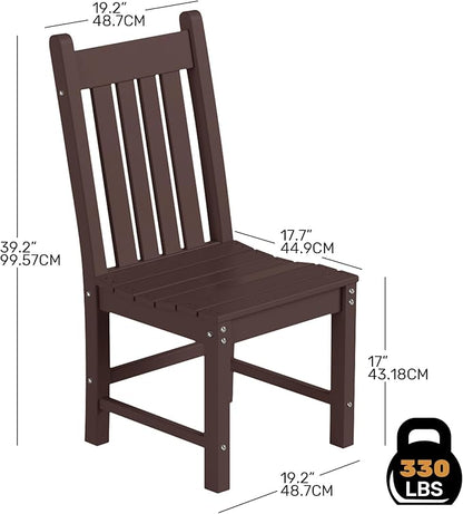 Costaelm Armless Outdoor Chair, Patio Adirondack Chair, HDPE Poly Lumber Waterproof Restaurant Bistro Kitchen Dining Chair for Outside Porch Backyard Garden, Dark Brown