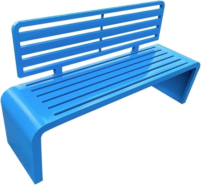 Outdoor Bench, All Weather Garden Bench, Metal Bench with Backrest, Park Patio Bench for Garden, Porch and Backyard(Blue,120cm/47.2in)