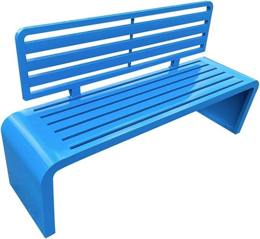 Outdoor Bench, All Weather Garden Bench, Metal Bench with Backrest, Park Patio Bench for Garden, Porch and Backyard(Blue,120cm/47.2in)