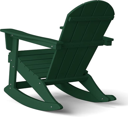 WestinTrends Malibu Outdoor/Patio Poly Adirondack Rocking Chair, Dark Green