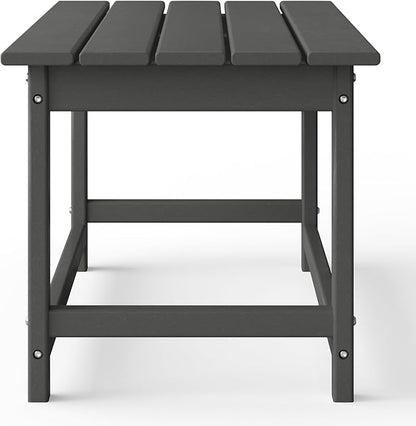 WestinTrends Malibu Outdoor Coffee Table, 35" x 17.5" All Weather Poly Lumber Patio Adirondack Coffee Table for Garden Lawn Porch Balcony, Gray