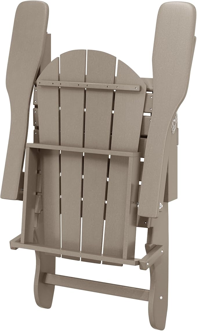 WO WESTIN OUTDOOR HDPE Laguna 3PC Outdoor Poly Adirondack Chair Set with Side Table, Weathered Wood