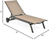 Giantex Lounge Chairs for Outside Patio Chaise Lounges Aluminum Recliner W/Adjustable 6 Backrest Positions and Wheels - Photo 3