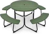 Round Picnic Table for Outdoors, 8 Person Outdoor Picnic Tables & Benches Set with Umbrella Hole - Photo 1