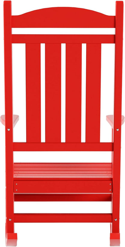WO Home Furniture Patio Rocking Chair Farmhouse Outdoor HDPE UV Weather Resistant (Red)