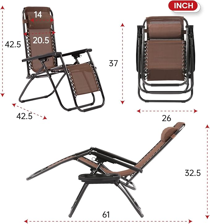PayLessHere Adjustable Lounge Chair Beach Chair Zero Gravity Chair Folding Textilene Lawn Patio Chair with Removable - Photo 2