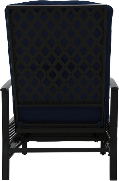 Kozyard Adjustable Outdoor Reclining Lounge Chair, Cushioned Patio Chaise Lounge with Extendable Metal Frame for Sunbathing, Reading & Relaxing – Comfortable Outdoor Recliner(Navy Blue)