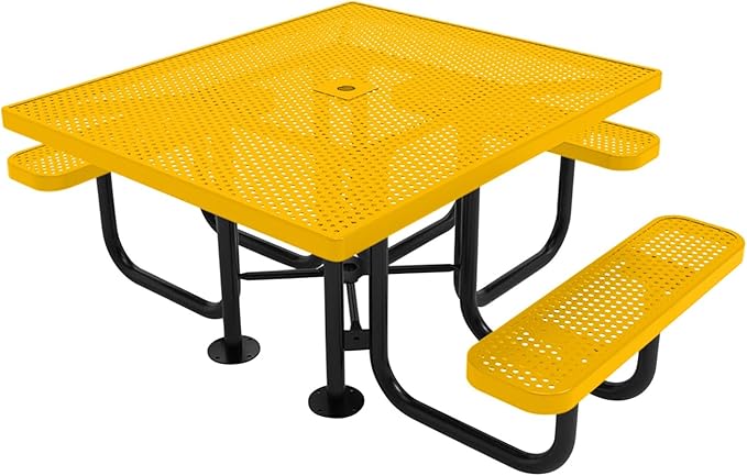 COATEDOUTDOORFURNITURE Heavy-Duty Portable ADA-Compliant Outdoor Picnic Table with Umbrella Hole - Photo 1