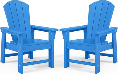 Costaelm Kids Lawn Chair Set of 2, Toddler Outdoor Chair Kids Patio Furniture and Outdoor Children Picnic Activity Baby Adirondack Chairs Set of 2 for Garden, Patio, Backyard & Beach, Pacific Blue