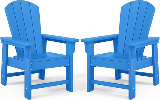 Costaelm Kids Lawn Chair Set of 2, Toddler Outdoor Chair Kids Patio Furniture and Outdoor Children Picnic Activity Baby Adirondack Chairs Set of 2 for Garden, Patio, Backyard & Beach, Pacific Blue
