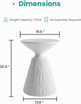 SUNBURY Outdoor Side Table, Round Concrete Side Table, Mushroom End Table for Plant Stand, Modern Accent Table - Photo 2