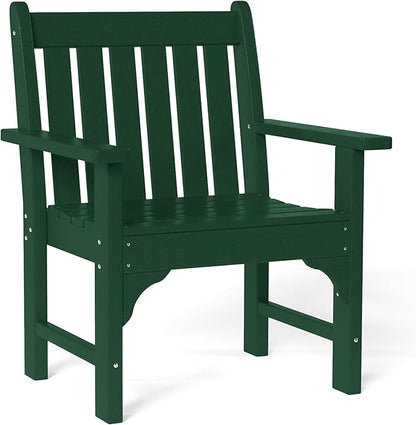 Costaelm Outdoor Dining Arm Chair, Patio HDPE Garden Dining Table Chair, Poly Lumber Waterproof Restaurant Bistro Farmhouse Chairs for Outside Porch Backyard, Dark Green