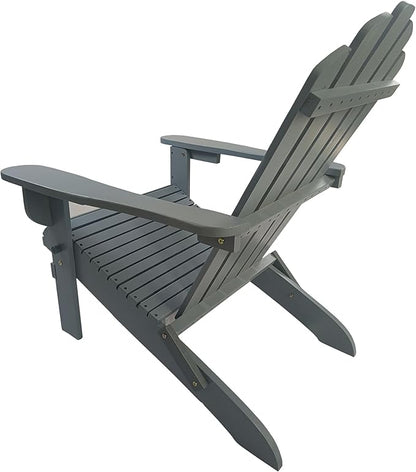 Outdoor or Indoor Wood Adirondack Chair, Foldable, Grey