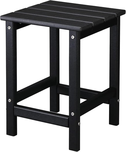 Vasitelan Outdoor Adirondack Square Side Table, Pool Composite Patio Table,HDPE End Tables for Backyard,Pool (Black)